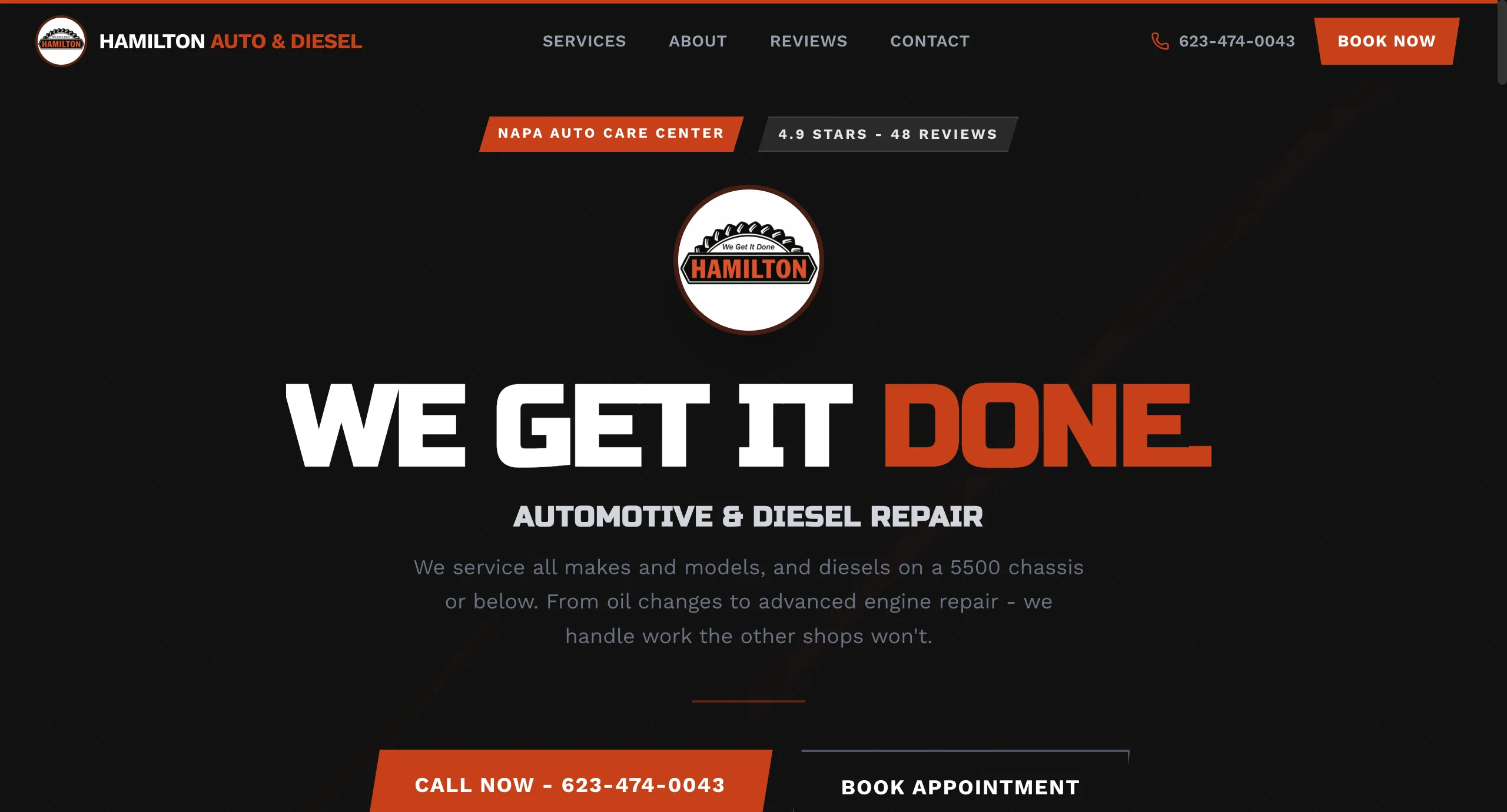 Hamilton Auto Diesel website screenshot
